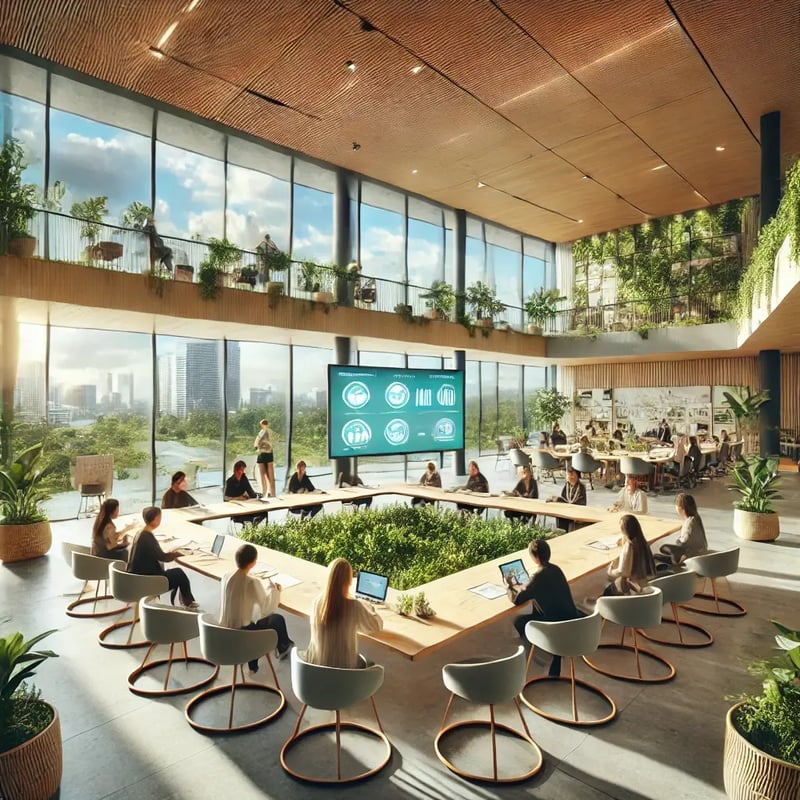 DALL·E 2024-11-21 21.19.17 - A photorealistic image showcasing InteniThrives ethos. A modern coworking space with clean lines and natural decor, featuring sustainable materials l