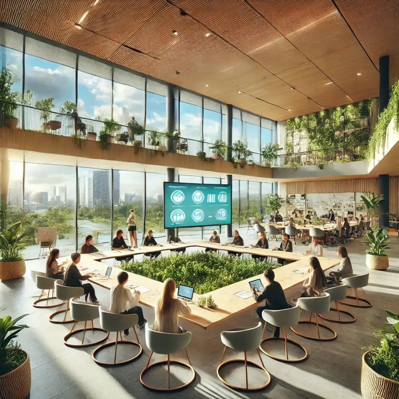 DALL·E 2024-11-21 21.19.17 - A photorealistic image showcasing InteniThrives ethos. A modern coworking space with clean lines and natural decor, featuring sustainable materials l DALL·E 2024-11-21 21.19.17 - A photorealistic image showcasing InteniThrives ethos. A modern coworking space with clean lines and natural decor, featuring sustainable materials l